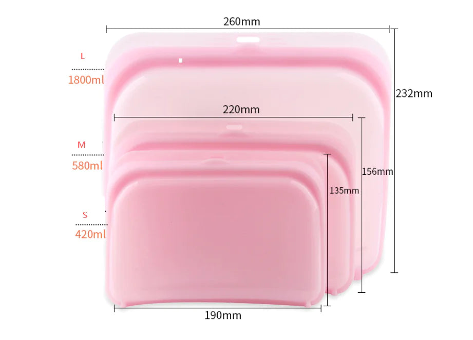 Eco-Friendly Silicone Food Storage Bags - Large Capacity